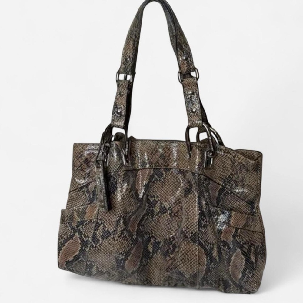 B. Makowsky Brown Snake Print Shoulder Bag